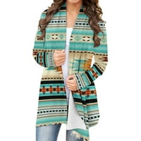 Kardigan puloveri od maslina za žene ženski casual kaput top s etničkim printom zapadnog stila retro casual ženski kardigan dukserica