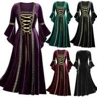 Renesansna haljina za žene, srednjovjekovna haljina Plus size, steznik na vezanje, vikinška haljina, Irska haljina s dugim rukavima