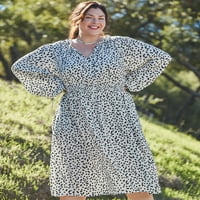 Get Women's Plus Size Pjesnički rukav Midi haljina