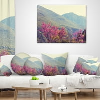 Dizajn ružičasto cvjetanje cvjetova u planinama - jastuk za cvjetni bacač - 18x18