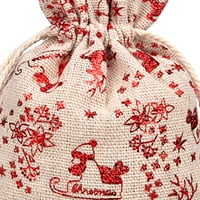 Božićna vrećica za slatkiše s vrpcom za višekratnu upotrebu za novogodišnju pohranu, festivalska poklon vrećica