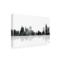 Marlene Watson 'Detroit Michigan Skyline BG 1' Canvas Art