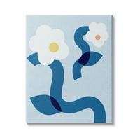 + Apstraktni bijeli cvjetni Pop oblici s plavim zakrivljenim stabljikama, 40, dizajn Daphne polselli