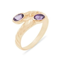 Ženski prsten od prirodnog ametista u 18K ružičastom zlatu britanske proizvodnje - opcije veličine-9. - opcije veličine - dostupne