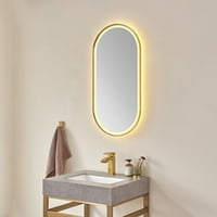 18 ovalno zidno ogledalo za kupaonicu s LED svjetlom u zlatnom aluminijskom okviru