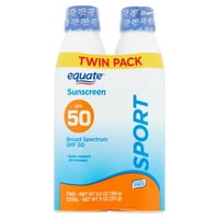 Izjednačajte sportski spektar Spectrum Sunscreen Spray Twin Pack, SPF 50, 5. oz, brojanje