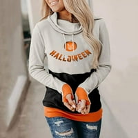 Modni Ženski casual pulover s kapuljačom s kapuljačom s printom bundeve i klauna hoodies s rupom za palac