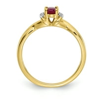 Prsten od žutog zlata s dijamantima i rubinom od netaknutog karatnog zlata