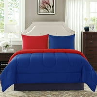 Jednodijelni reverzibilni plavi i crveni set posteljine od 3 komada