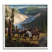 Stupell Industries Yellowstone Konjički pejzažni životinje i insekti slikaju bijeli uokvireni umjetnički tisak zidne umjetnosti