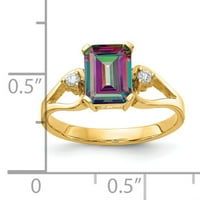 8-struki prsten od žutog zlata sa smaragdom, mističnim topazom i AA dijamantom