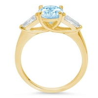 2,5 karatni plavi simulirani dijamantni prsten od 18 karatnog žutog zlata, veličine 6,75