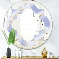 Umjetnička djela pastelno plavi i zlatni apstraktni uzorak oblika s printom modernog okruglog ili ovalnog zidnog zrcala s četiri